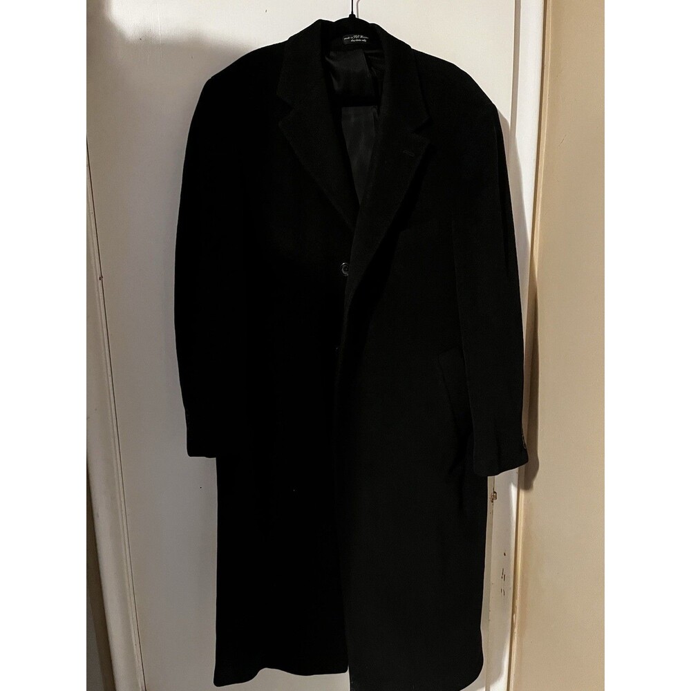 Vintage Prague Black Wool Cashmere Blend Long Overcoat - L44